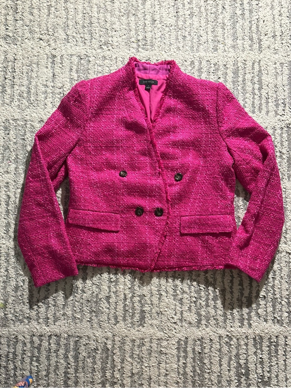 Ann Taylor Barbie tweed blazer jacket coat bright fun size 8